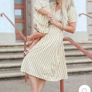 Bailey’s Blossoms Mustard Stripes Dress Large
